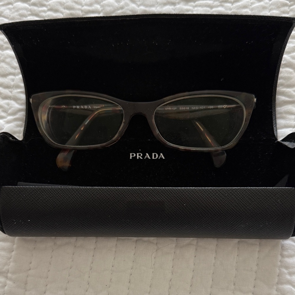 Prada Olive-Tone Rectangular Women's Glasses